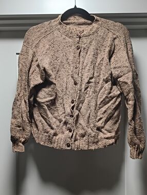 Women's Button-Front Crewneck Cardigan - Taupe